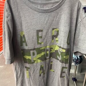 Aeropostale Gray Camouflaged T Shirt XS